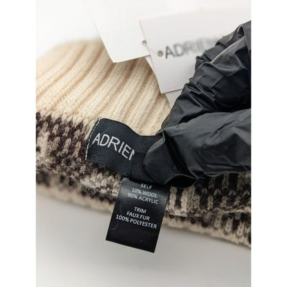 NWT Designer Leopard Pom Pom kitty cat print Revolve Adrienne Landau Beanie - Picture 2 of 2